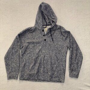 LL Bean Sweater Womens Large Grey Soft Lounging Hoodie Casual Outdoo 1/4 Button